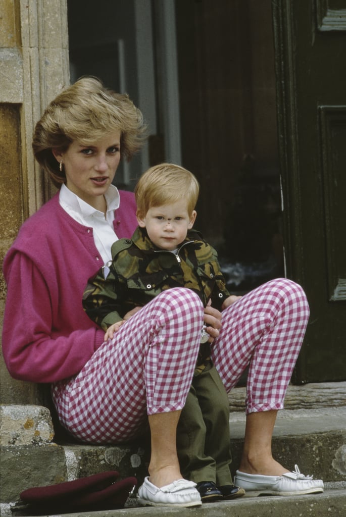 Prince Harry sat on his mom's lap on the steps of the Highgrove Estate in Gloucestershire, England, in July 1986.