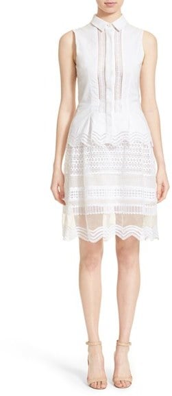 Jonathan Simkhai Lace Trim Oxford Ruffle Dress ($795)