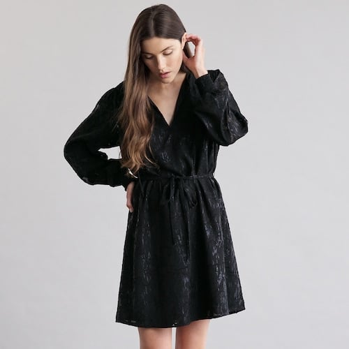 Elizabeth and James Smock Sleeve Tie Waist Dress