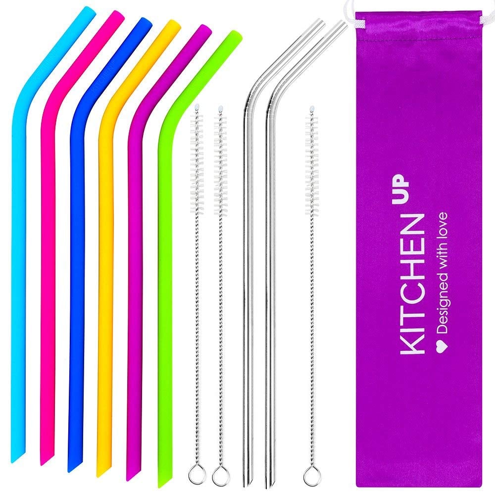 Silicone Straws and Stainless Steel Straws Bundle