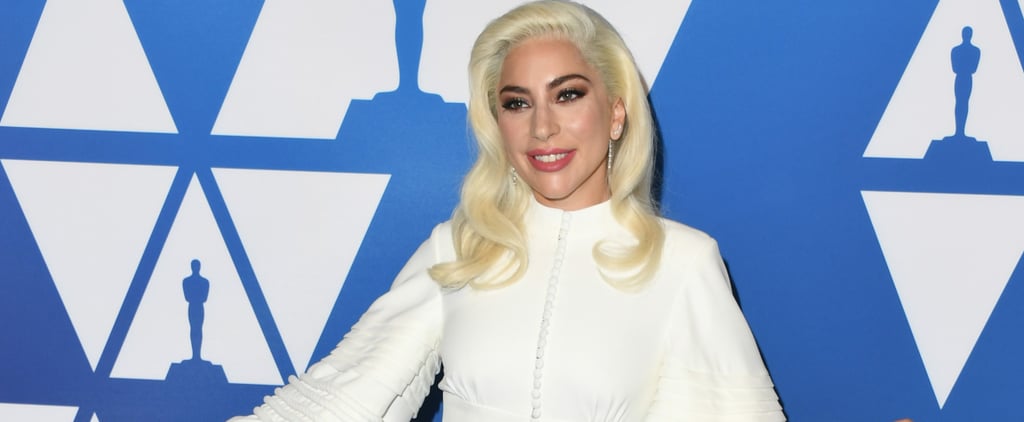 Lady Gaga White Dress at Oscar Nominees Luncheon 2019