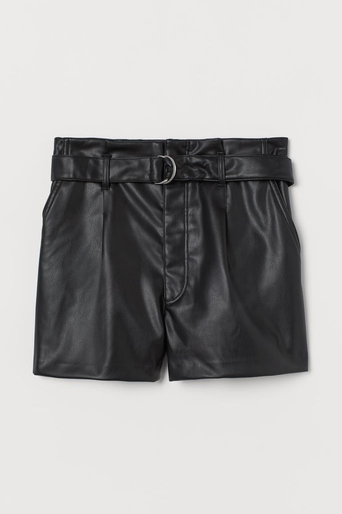 Belted Leather Shorts