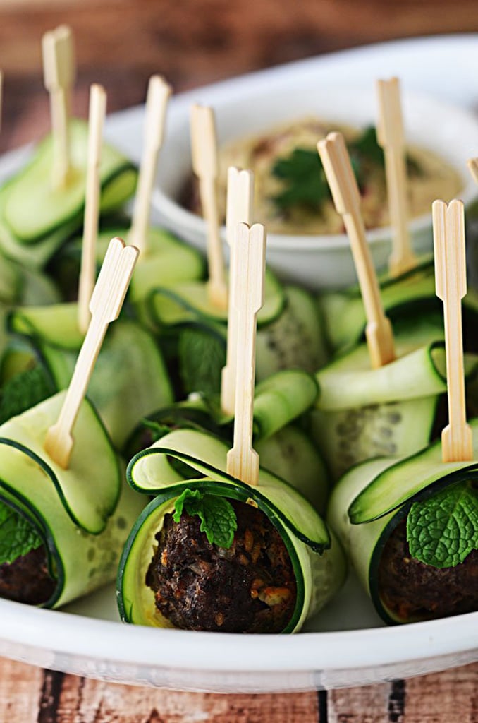 Cucumber-Wrapped, Feta-Stuffed Turkey Meatballs