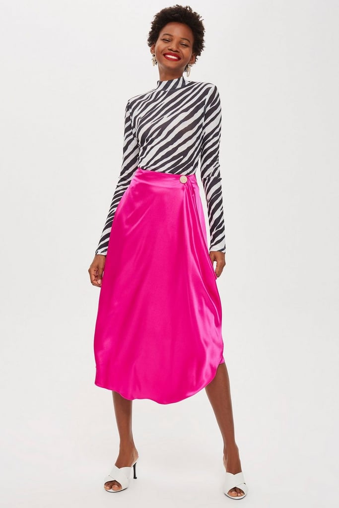 Topshop Satin Drape Midi
