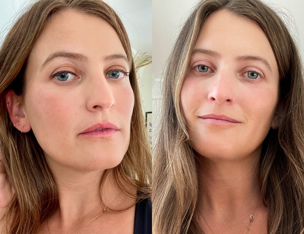 The oil cleanser has a honey-like, almost sticky texture — TBH, it kind of feels counterintuitive to slather it all over your face. But trust me, it gets my most intensely waterproof glitter eyeshadows and no-streak mascaras off with only one wash. I'm not a huge fan of double cleansing (seriously, who has time?), so I'm into something that only requires a single step.
Like most oil or balm cleansers, you massage this stuff into your face when dry. Despite it being pretty thick, it glides over your skin no problem, and doesn't feel like it's pulling at your lashes. In fact, olive oil is a natural conditioner for your lashes, so don't be surprised if they feel extra fluffy after cleansing. When you add water, it turns into more of an emulsion to finish the job. Bonus: it doesn't make your eyes sting while washing it off.
Aside from the practical criteria, this cleanser has some major added benefits. Beyond moisturizing olive oil, the super-rich formula includes geranium oil, which is naturally antimicrobial; avocado oil and grapeseed oil to enhance elasticity; and antioxidant-rich sea buckthorn oil. Essentially, it's full of good fats that leave your skin feeling nourished and supple rather than totally stripped after cleansing.