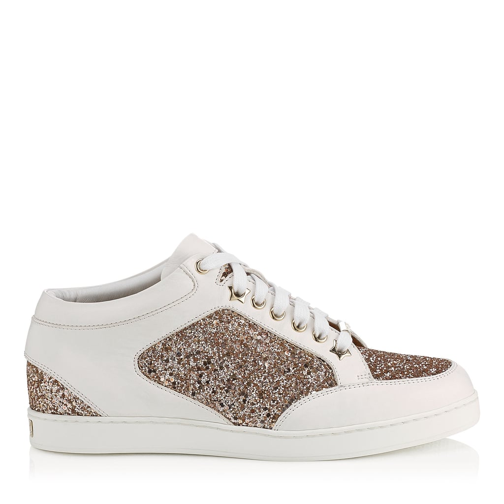 Jimmy Choo Leather and Glitter Sneaker | Bridal Sneakers | POPSUGAR ...