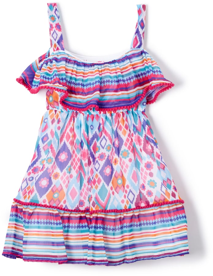 Purple Abstract Ruffle-Trim Woven A-Line Dress ($10, originally $34)