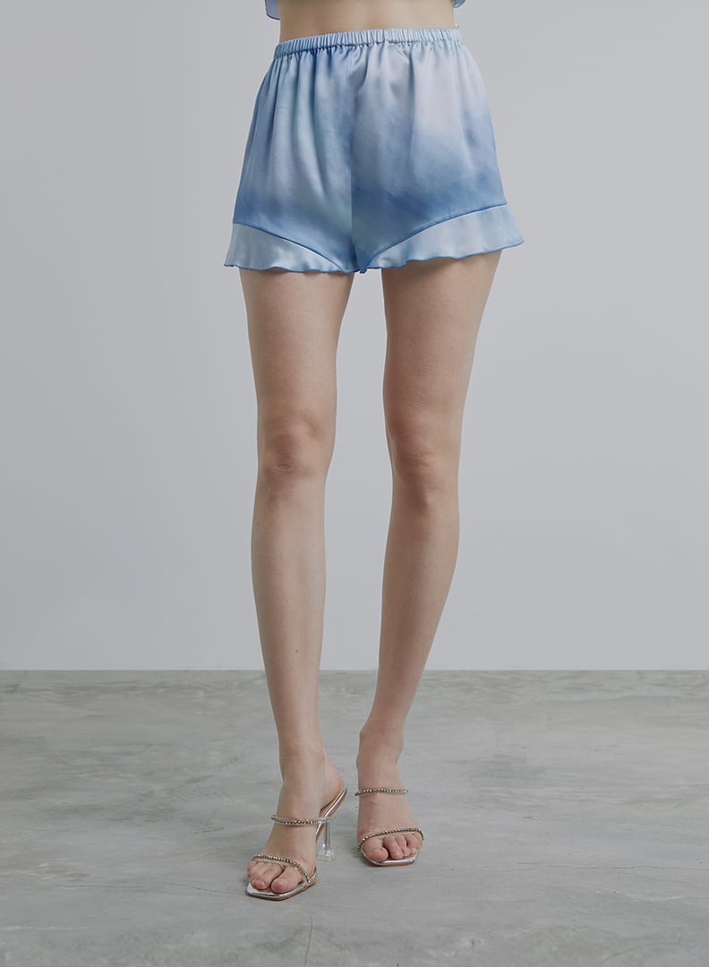 Silk Maison Ruffled Elastic Waistband Silk Shorts