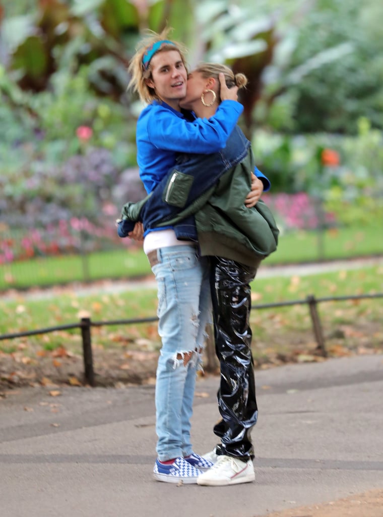 Hailey Baldwin Black Leather Pants With Justin Bieber 2018