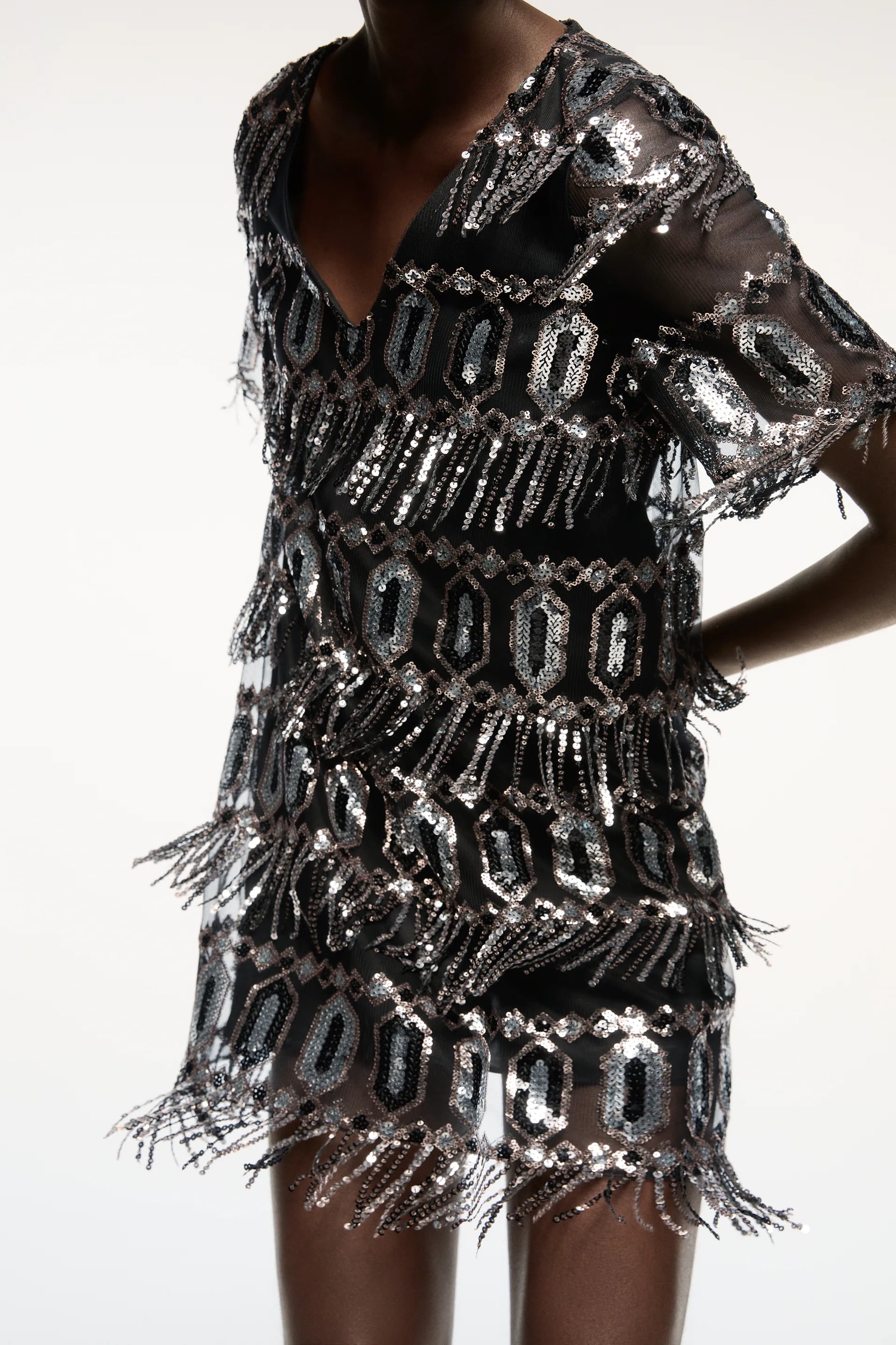 Dress: Zara Sequin Dress With Fringe ...