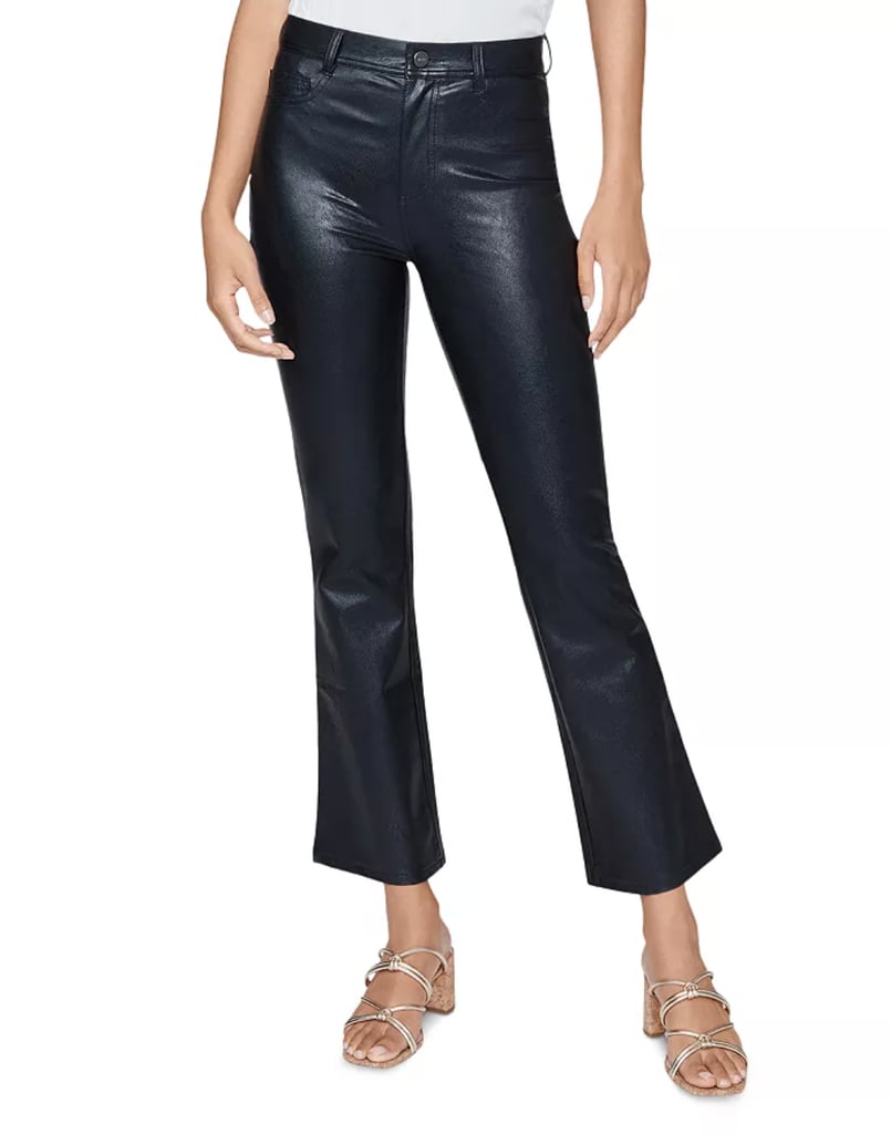 Paige Claudine Faux Leather Ankle Flare Jeans in Black
