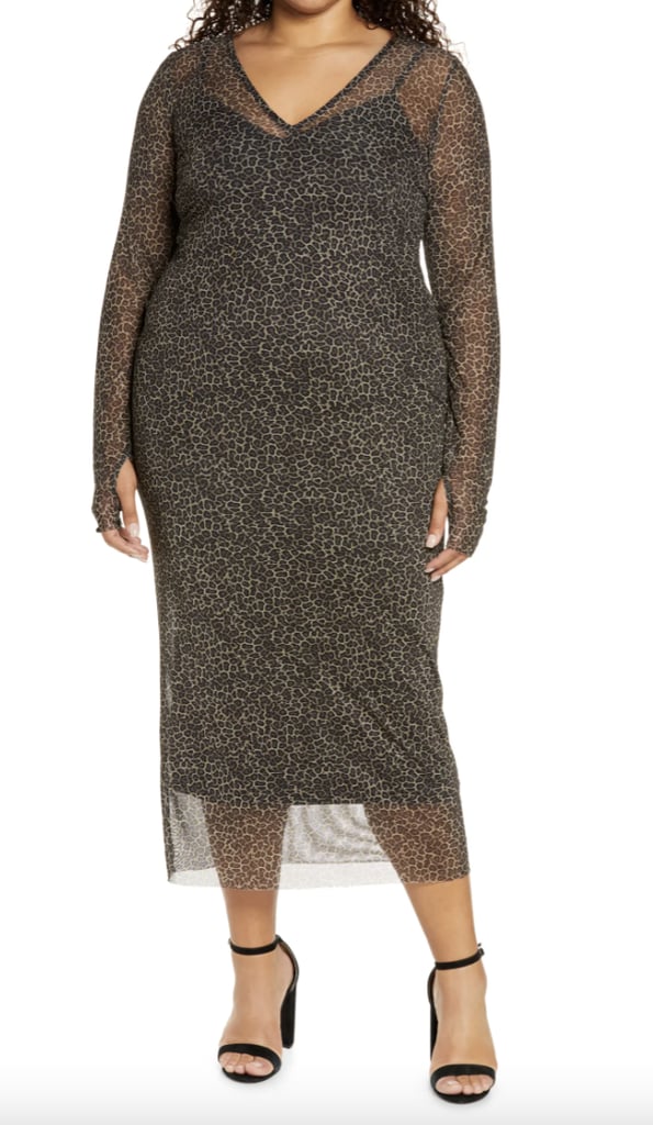 AFRM Power Mesh Long Sleeve Midi Dress