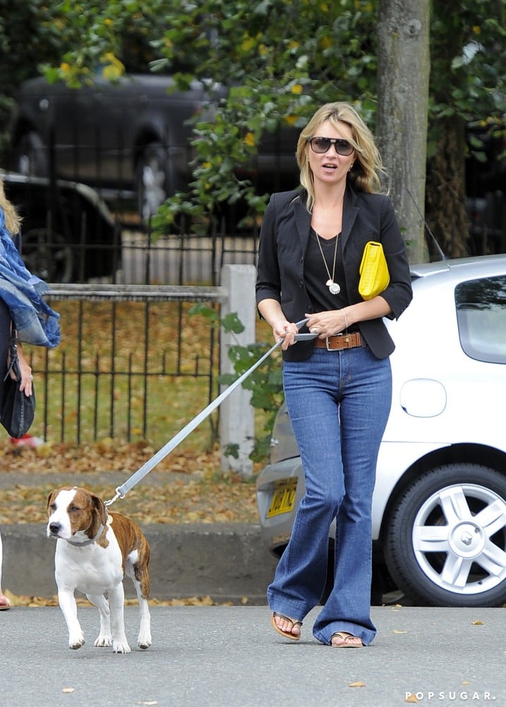 Kate Moss and her husband, Jamie Hince, welcomed their Staffordshire Bull Terrier, Archie, shortly after they were married in 2011. In an interview with Grazia magazine, Kate addressed how Archie has changed her style, saying, "So, I've got a dog, and the dog's making me (dress) more Day. It's a nightmare. You can't do a dog in a heel."
