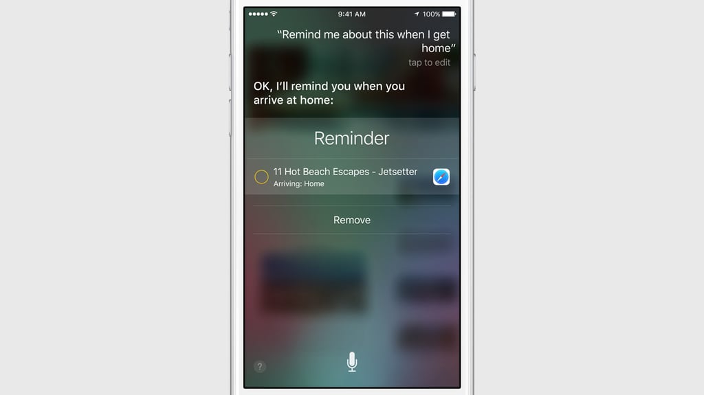 "If you want to be reminded of something you saw in Safari, your device can remind you to read that page."