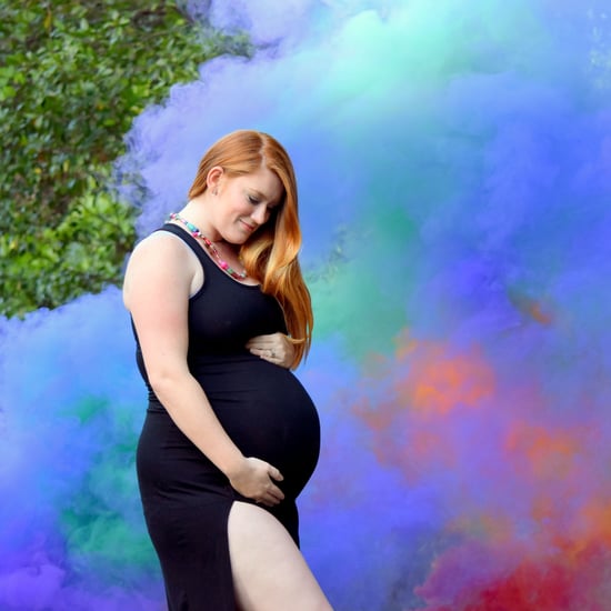 Smoke Grenade Rainbow Baby Maternity Photos