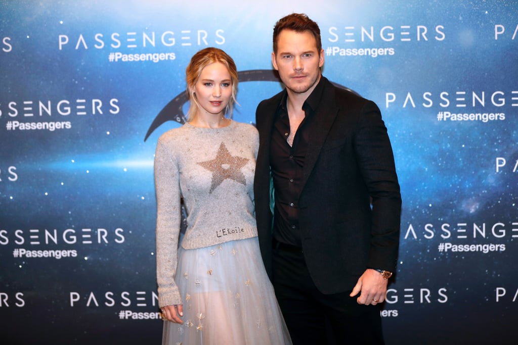 Jennifer Lawrence and Chris Pratt at Paris Passengers Event