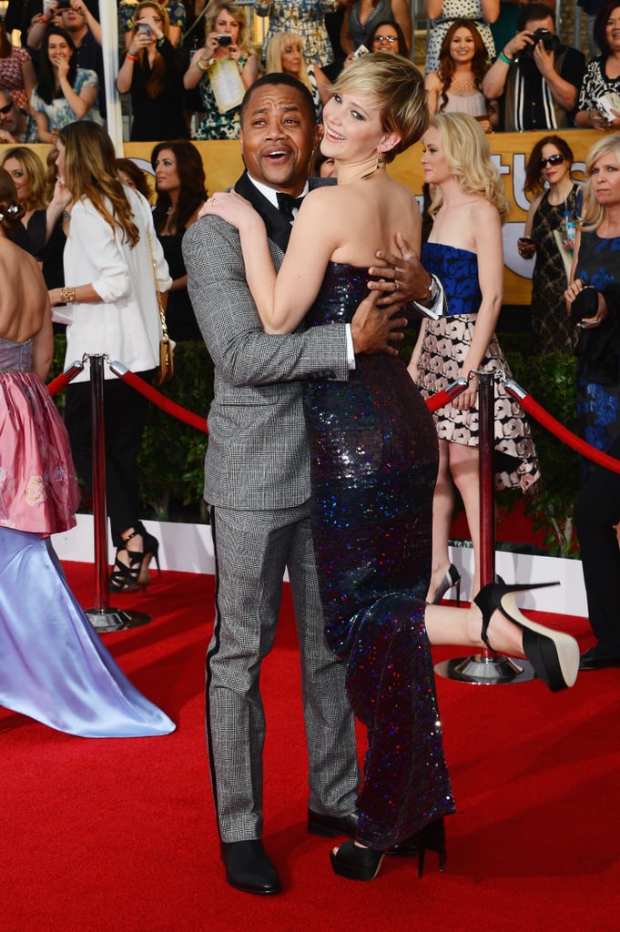 Jennifer Lawrence and Cube Gooding Jr. had a silly red carpet moment.