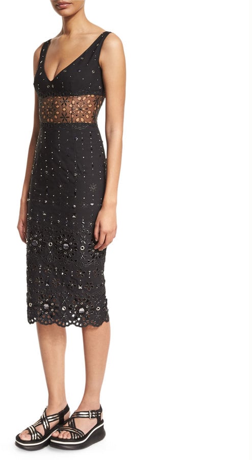 Marc Jacobs Sleeveless Embellished Lace Midi Dress, Black ($3,900)