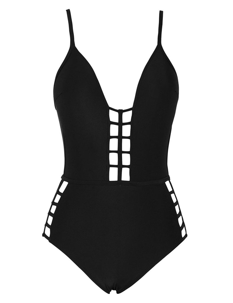 Hilor Women's One Piece Swimwear | Angela Bassett Black Cutout Swimsuit ...