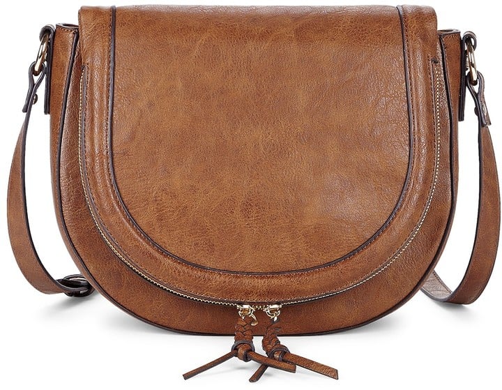 Sole Society Thalia Vegan Leather Saddlebag With Braided Tassels ($50)
