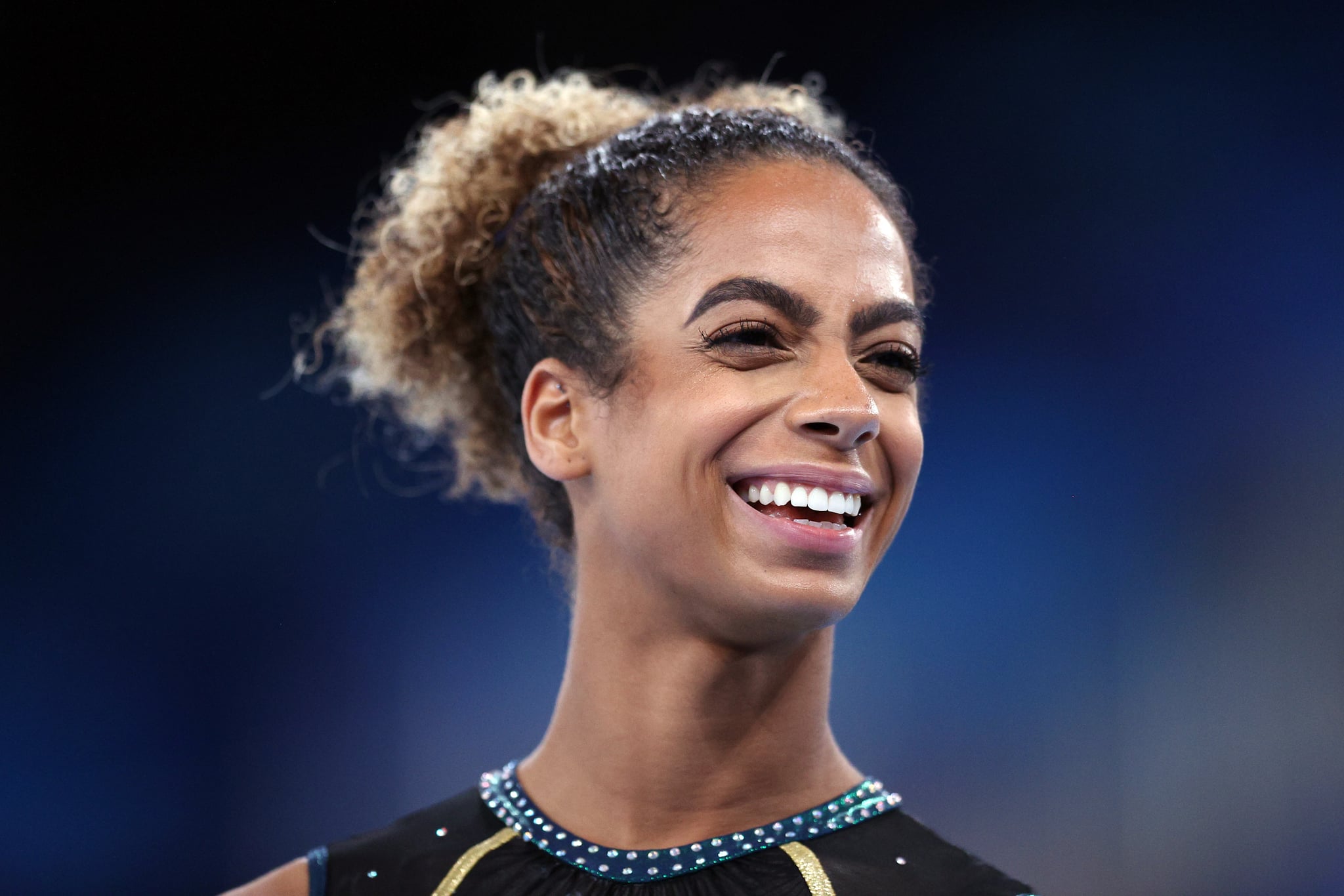 TOKYO, JAPAN - JULY 22: Danusia Francis of Team Jamaica smiles during Women's Podium Training ahead of the Tokyo 2020 Olympic Games at Ariake Gymnastics Centre on July 22, 2021 in Tokyo, Japan. (Photo by Patrick Smith/Getty Images)