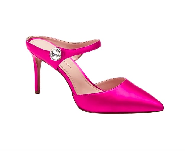 Satin Embellished High-Heel Mule Pumps
