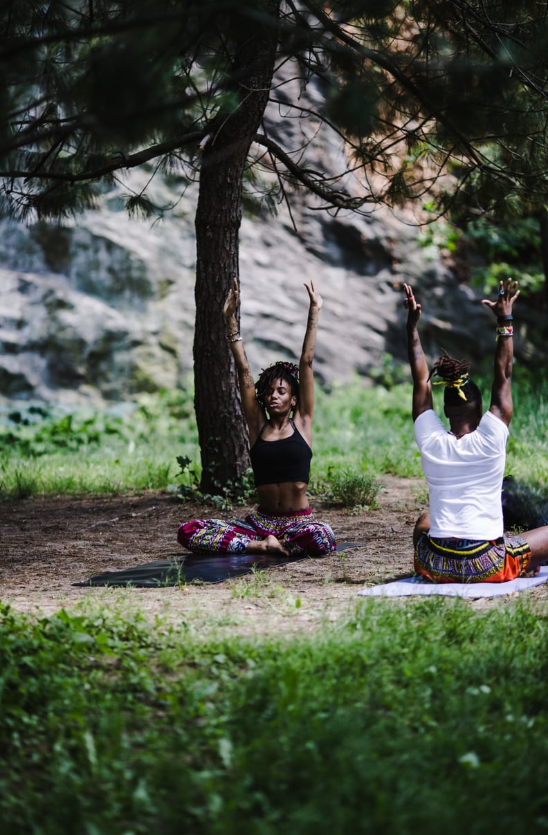 Do yoga together in the park.