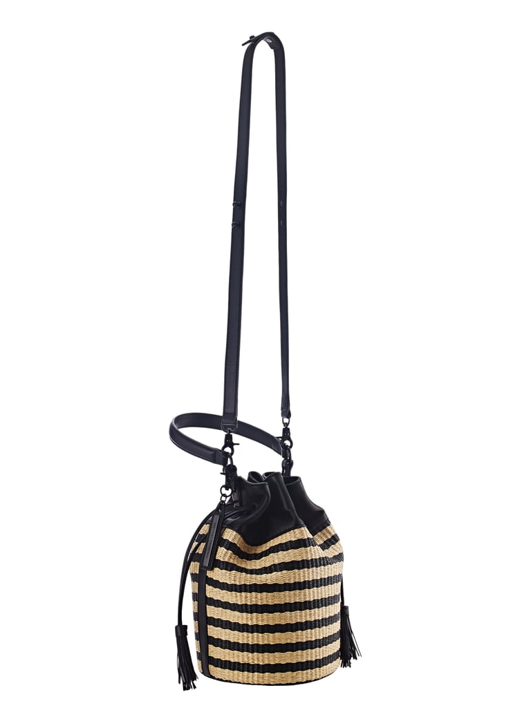 Loeffler Randall Striped Raffia Industry Mini Bucket Bag