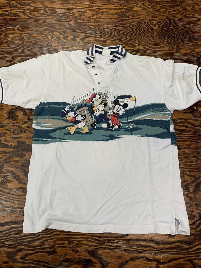 Vintage 90s Mickey Mouse and Pluto Colorblock Disney Polo