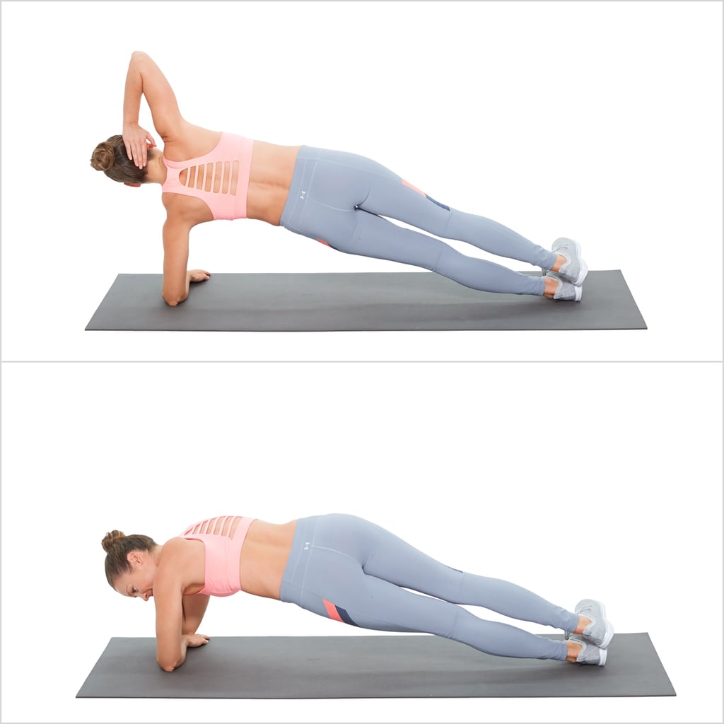 Elbow Plank With A Twist Left Plank Challenge Workout POPSUGAR