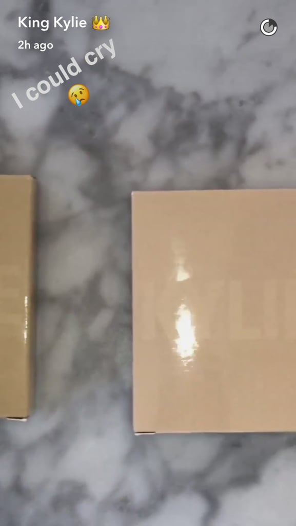 Here's the glorious packaging. Seems like the cartons are glossy with Kylie's name debossed in matte lettering on top.