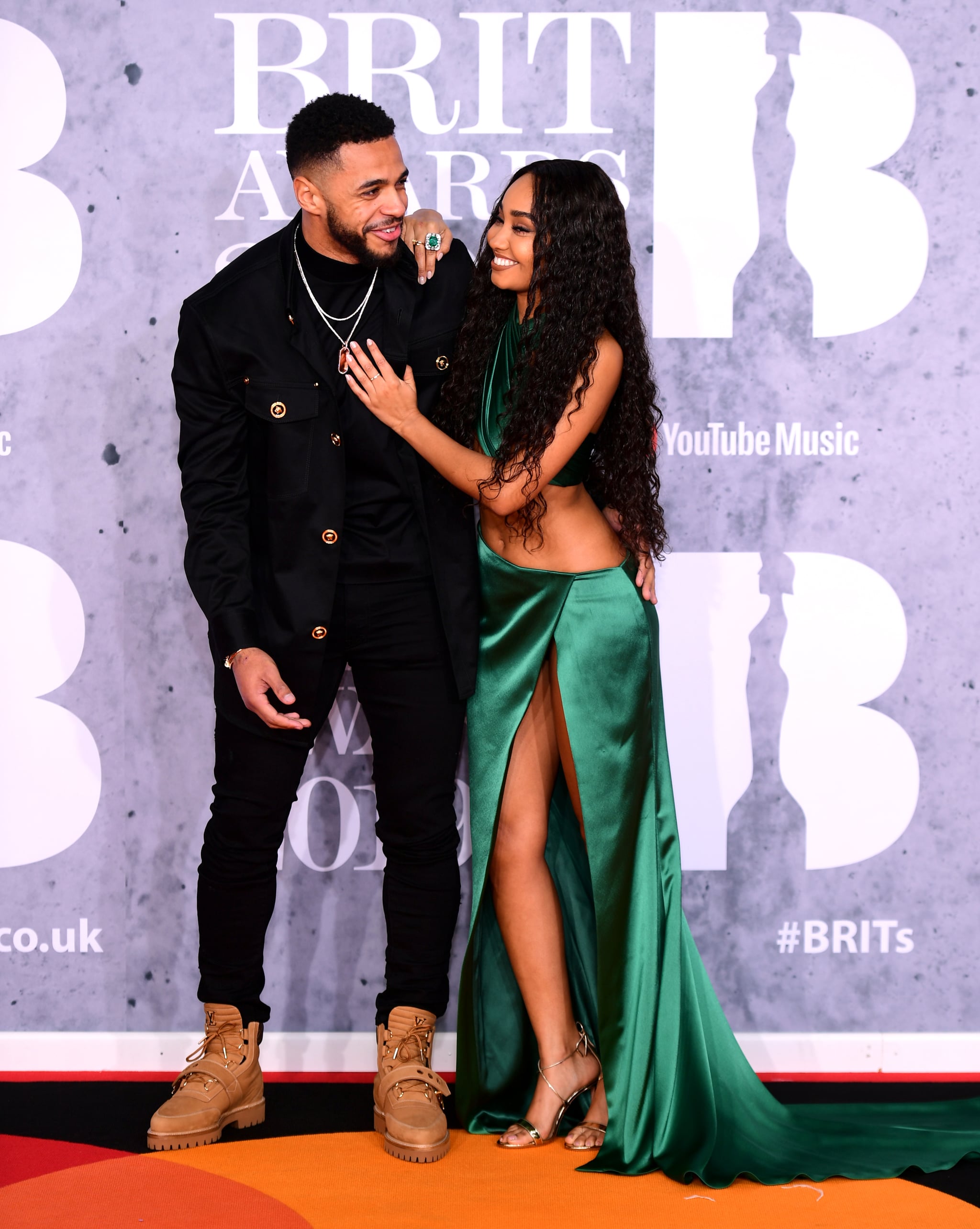 Andre Gray and Leigh-Anne Pinnock attending the Brit Awards 2019 at the O2 Arena, London. (Photo by Ian West/PA Images via Getty Images)