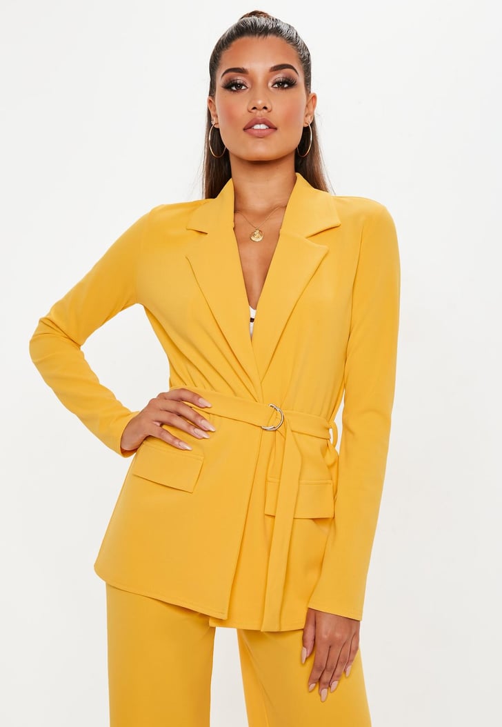 Missguided Yellow Utility Stretch Crepe Blazer | Kendall Jenner Yellow ...