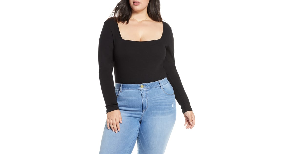 BP. Square Neck Long Sleeve Bodysuit Nordstrom Anniversary Sale 2019