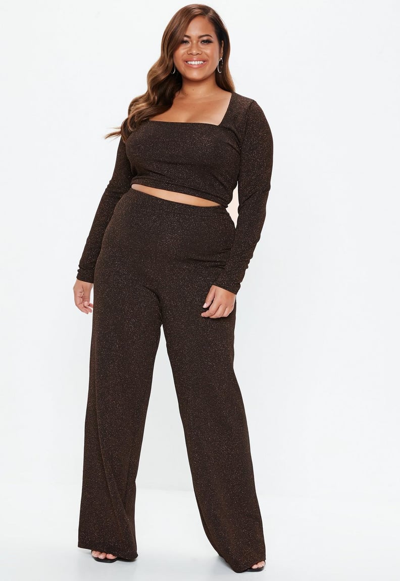 Missguided Sparkle Co-Ord Crop Top and High-Waist Pants