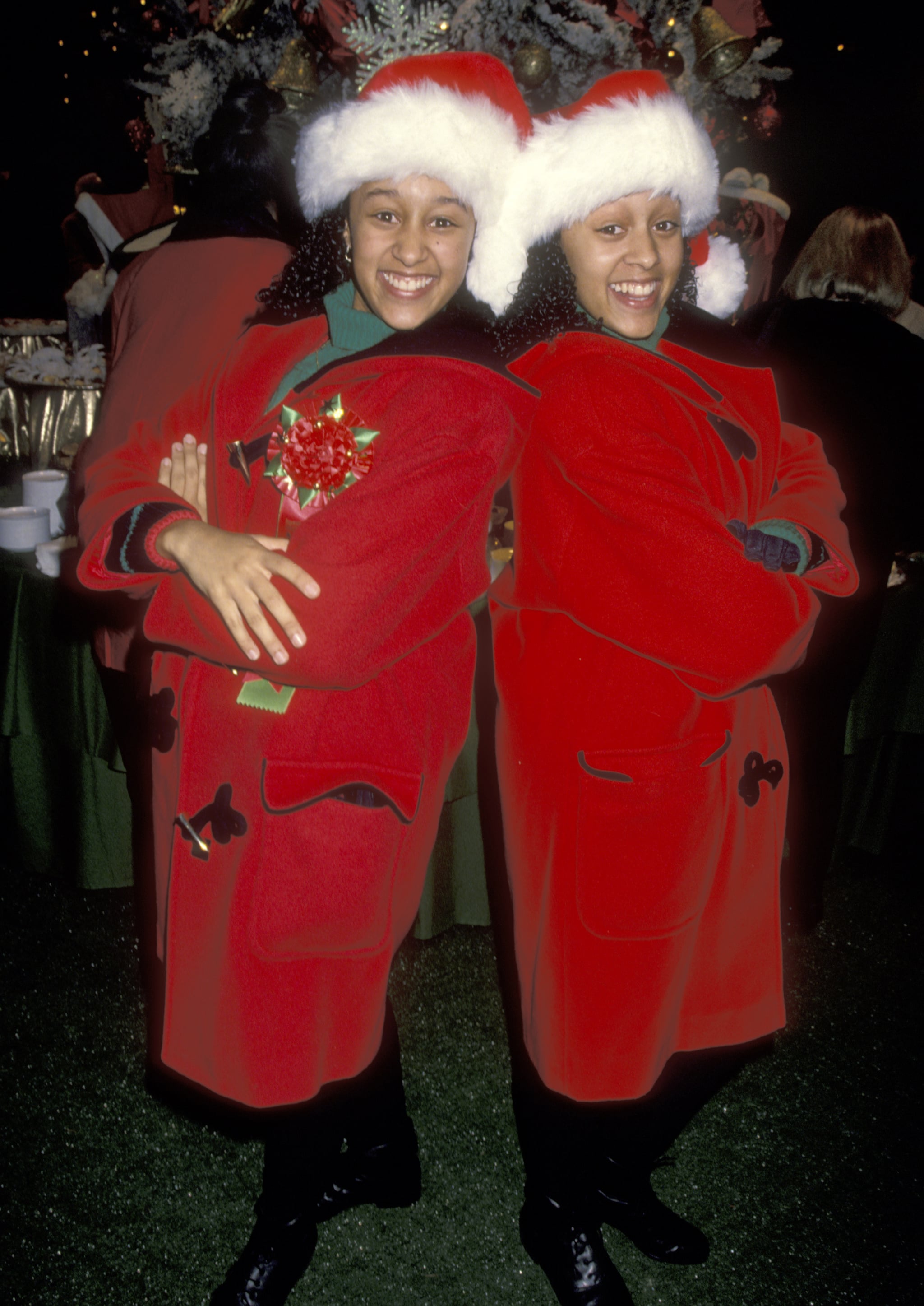 Actors Tamera Mowry and Tia Mowry attend the 63rd Annual Hollywood Christmas Parade on November 27, 1994 at KTLA Studios in Hollywood, California. (Photo by Ron Galella, Ltd./Ron Galella Collection via Getty Images)