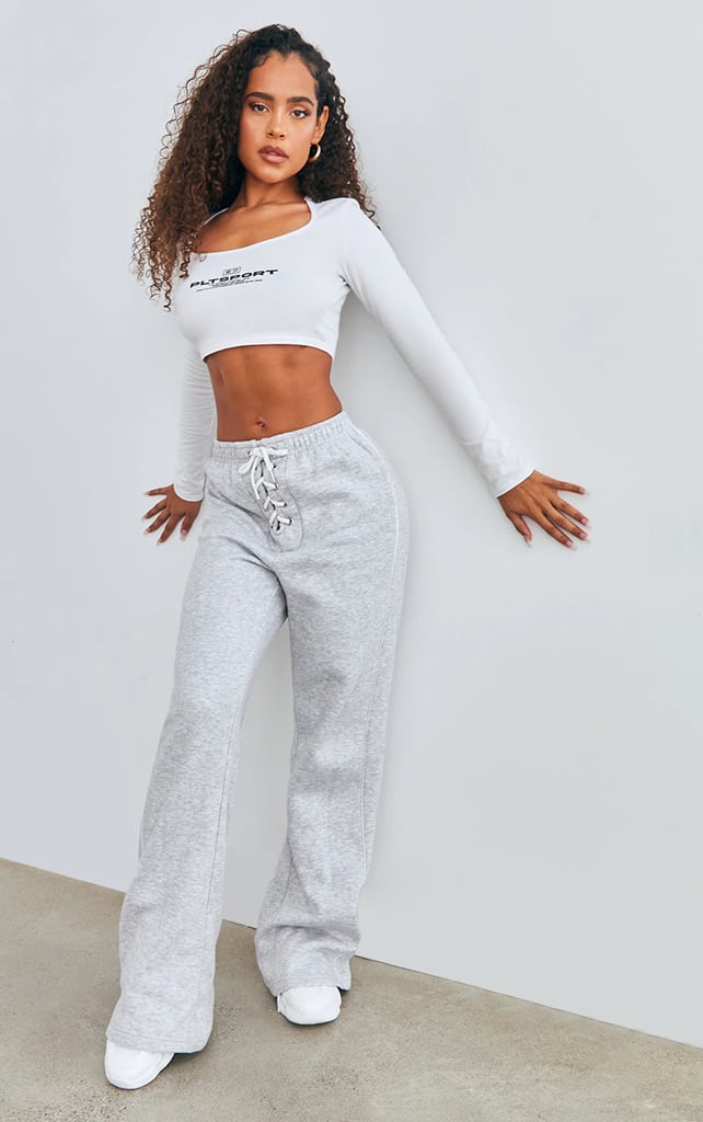 Modern Sweatpants: PrettyLittleThing Lace Up Front Flared Sport Joggers