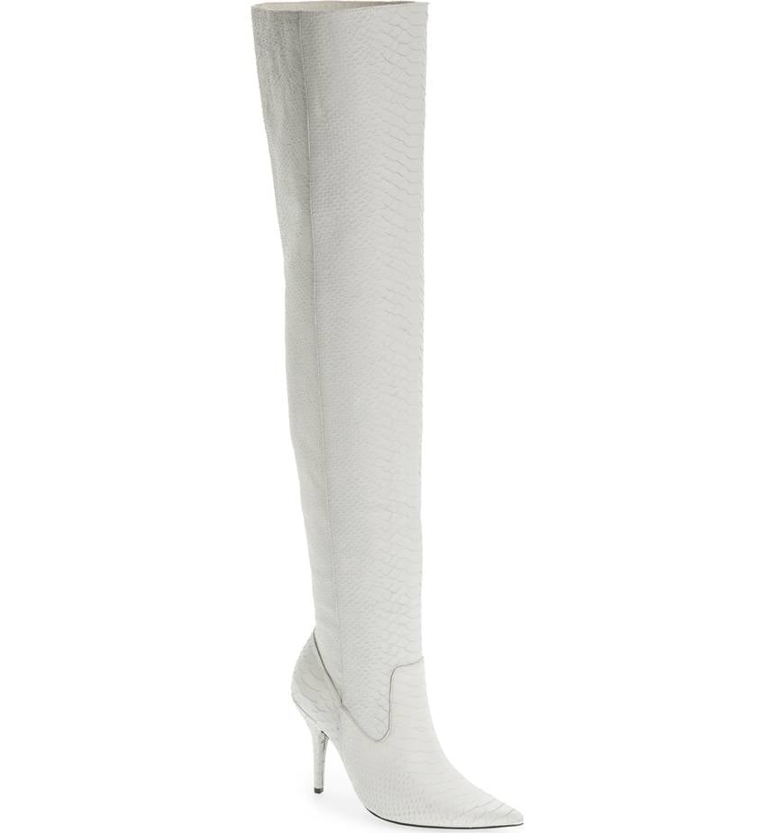 white leather thigh high boots