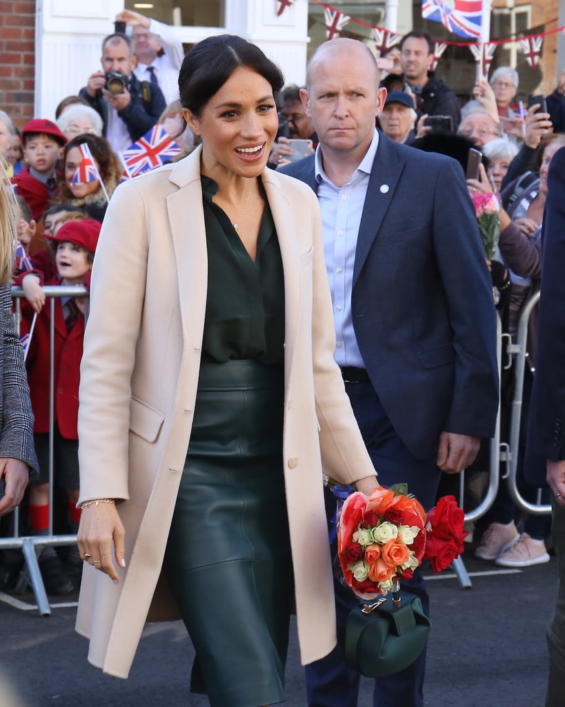 Meghan Markle's Green Hugo Boss Leather Skirt