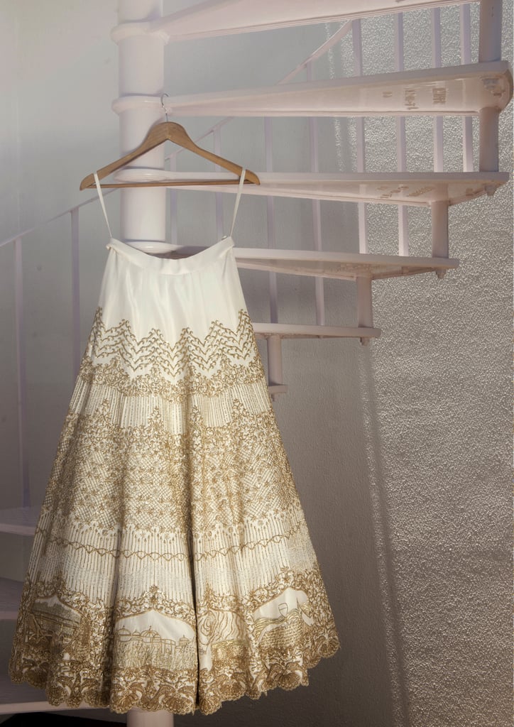 Bride Embroidered Love Story on Wedding Dress