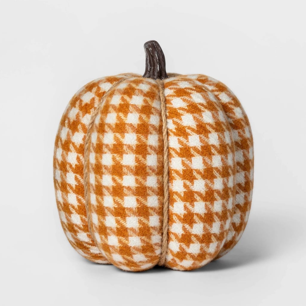 Knit Houndstooth Pumpkin Halloween Decoration