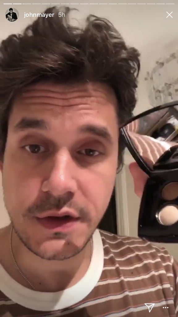 Mayer showing off his favorite Chanel shadow quad — he's especially into the bronze shade.