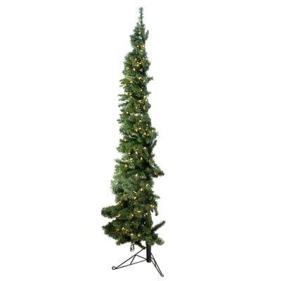 Home Heritage 5 Foot Pre Lit Slim Indoor Corner Christmas Tree