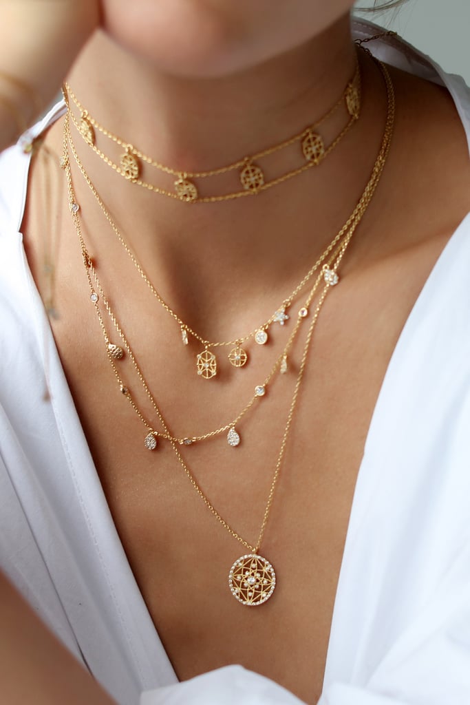 Adornmonde Val Gold Crystal Pendant Necklace