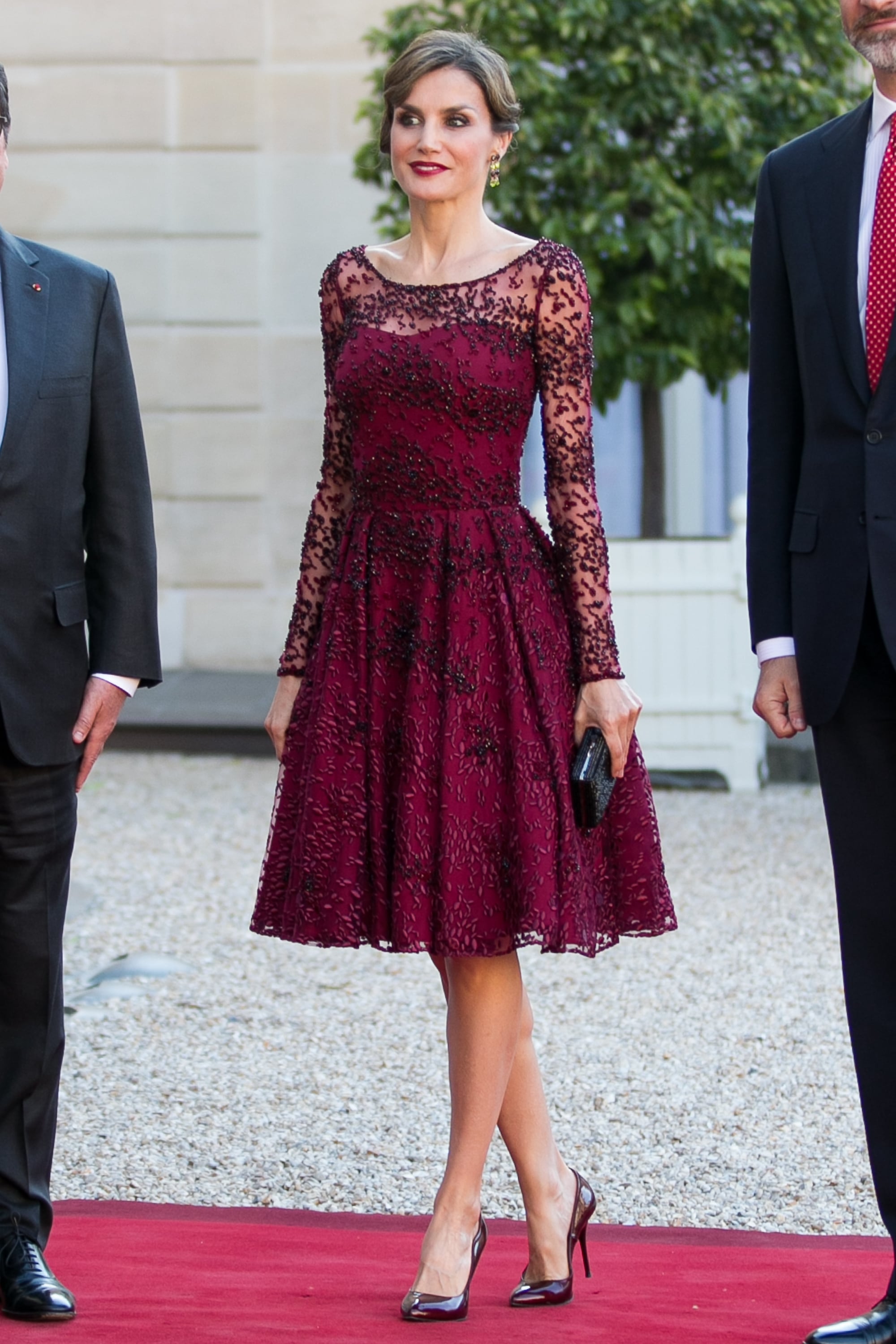 Queen Letizia Burgundy Dress POPSUGAR Latina