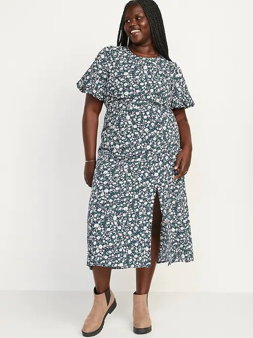 Old Navy Puff-Sleeve Floral Maxi Shift Dress