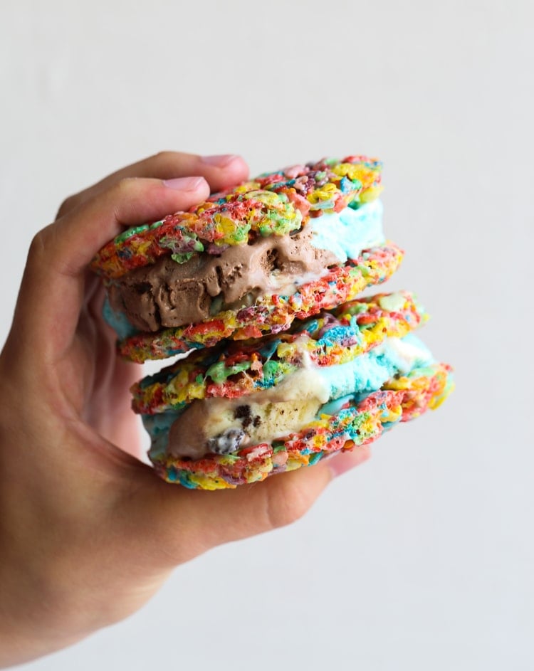 Fruity Pebbles Ice Cream Sandwiches