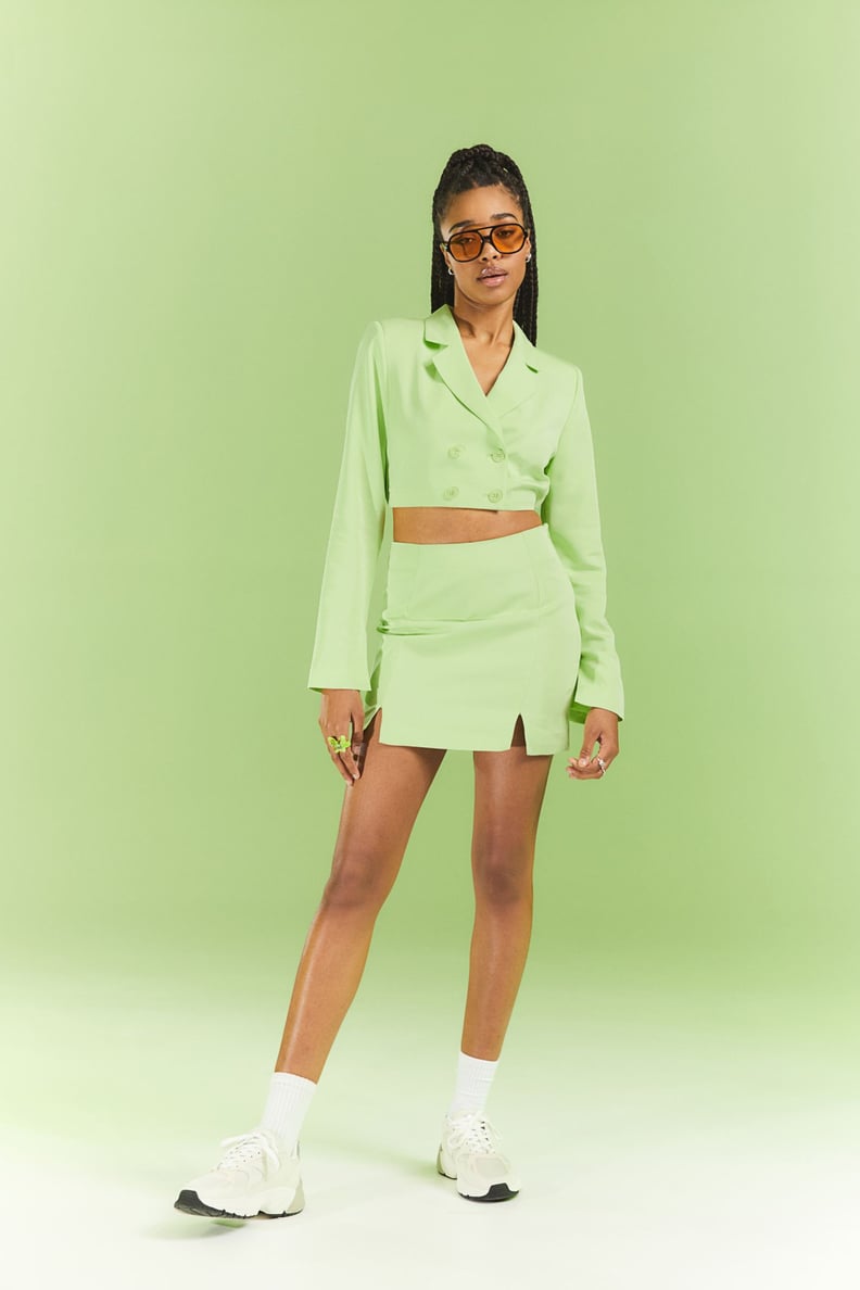 A Sexy Suit: H&M Crop Jacket with Ties and Slit-hem Mini Skirt