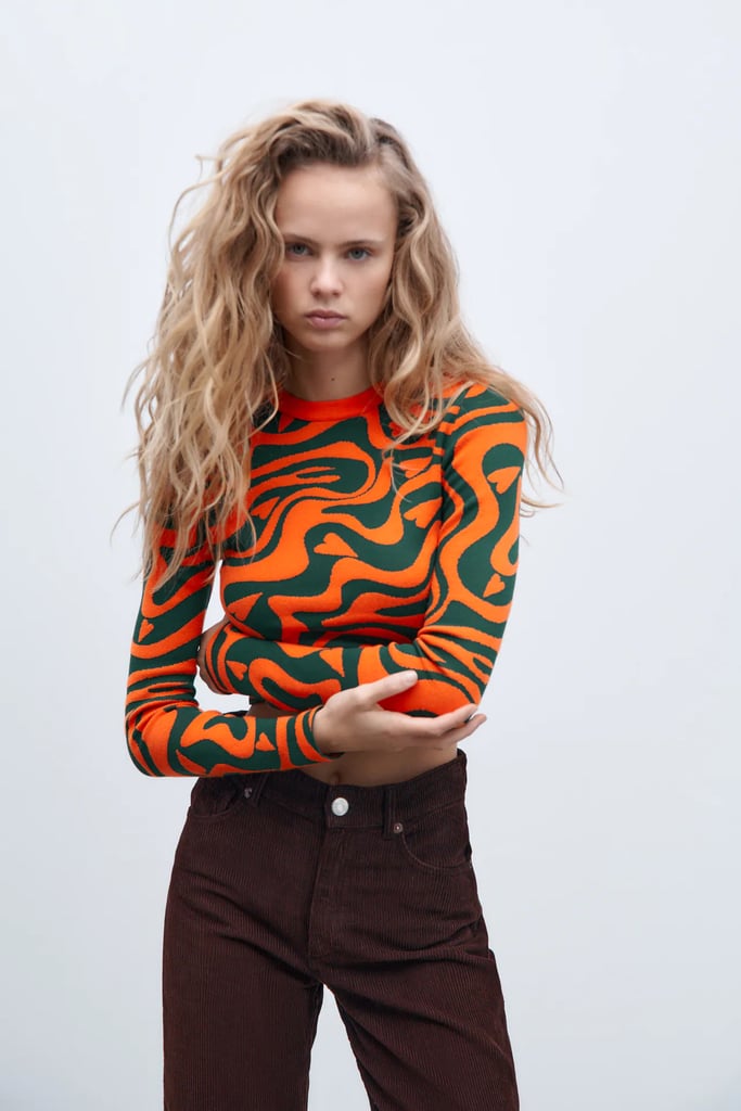 A Swirly Print: Jacquard Knit Top