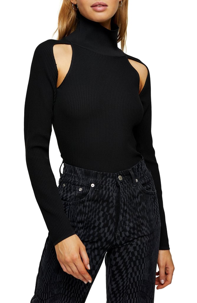 Topshop Spliced RollNeck Sweater